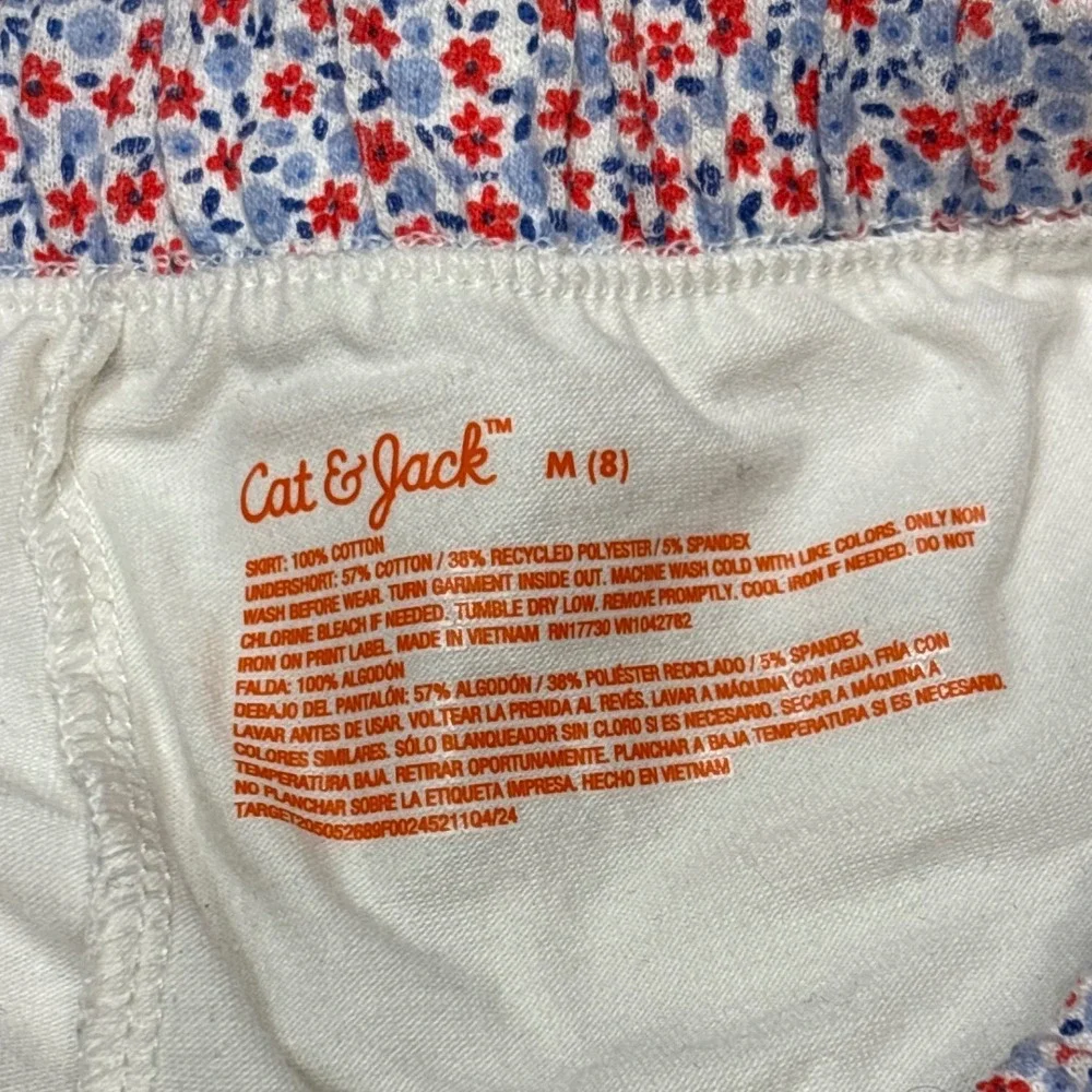 Cat‎ & Jack Girls 2pc Floral Crop Top and Tiered Skort Set Red Blue Size M 8